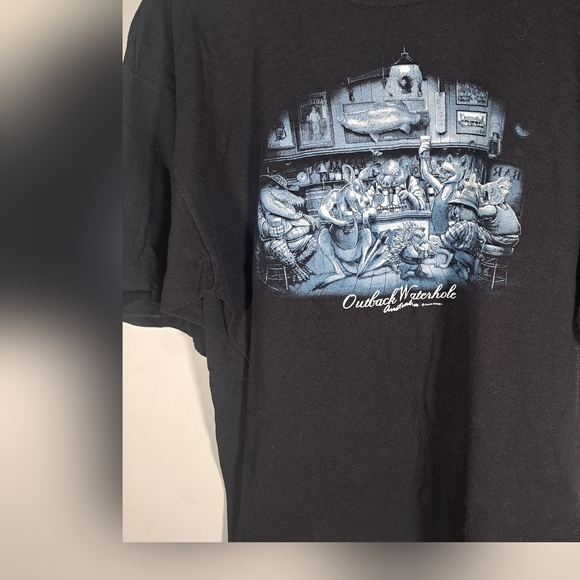 Outback Waterhole Black with Animal Graphic Extra Large Tee - Picture 2 of 5